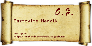 Osztovits Henrik névjegykártya